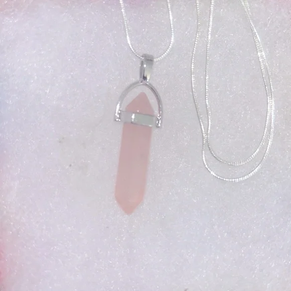 Boho hippie Rose Quartz Crystal Sterling Silver
24” Necklace - Picture 3 of 5